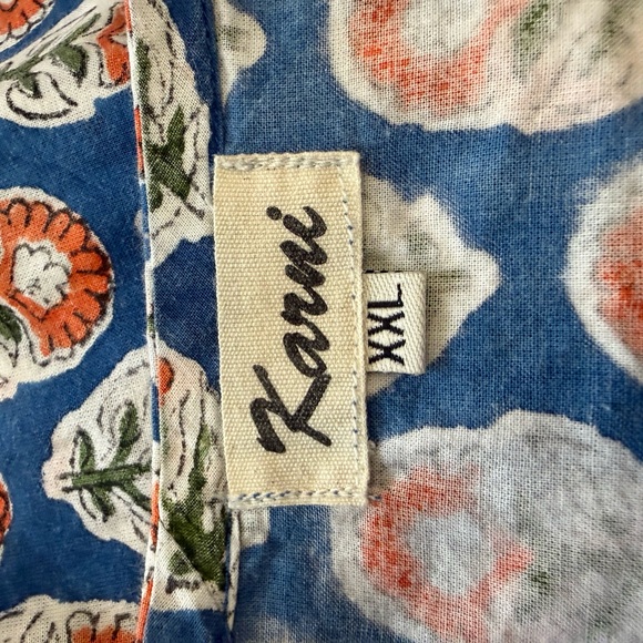 Karni‎ Boho Blockprint Tunic Blouse Size XXL Tassel Ties - Picture 5 of 6